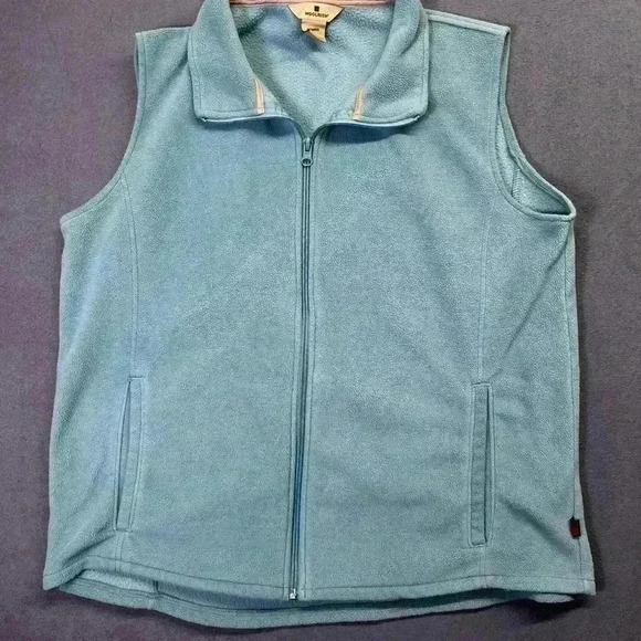 Woolrich 100% Poly Lt. Teal Vest Womens L medium weight warm soft comfy 1138 - Picture 1 of 7